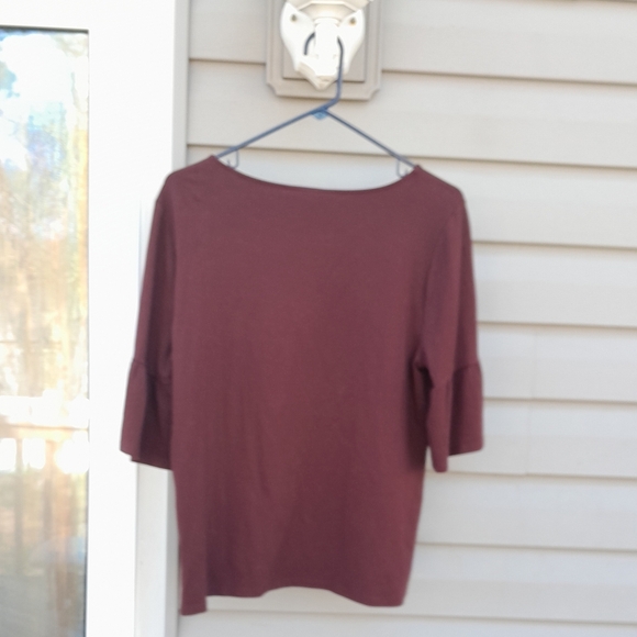 Talbots Womens L Red Bell Sleeve Blouse Relaxed Fit - Picture 5 of 6